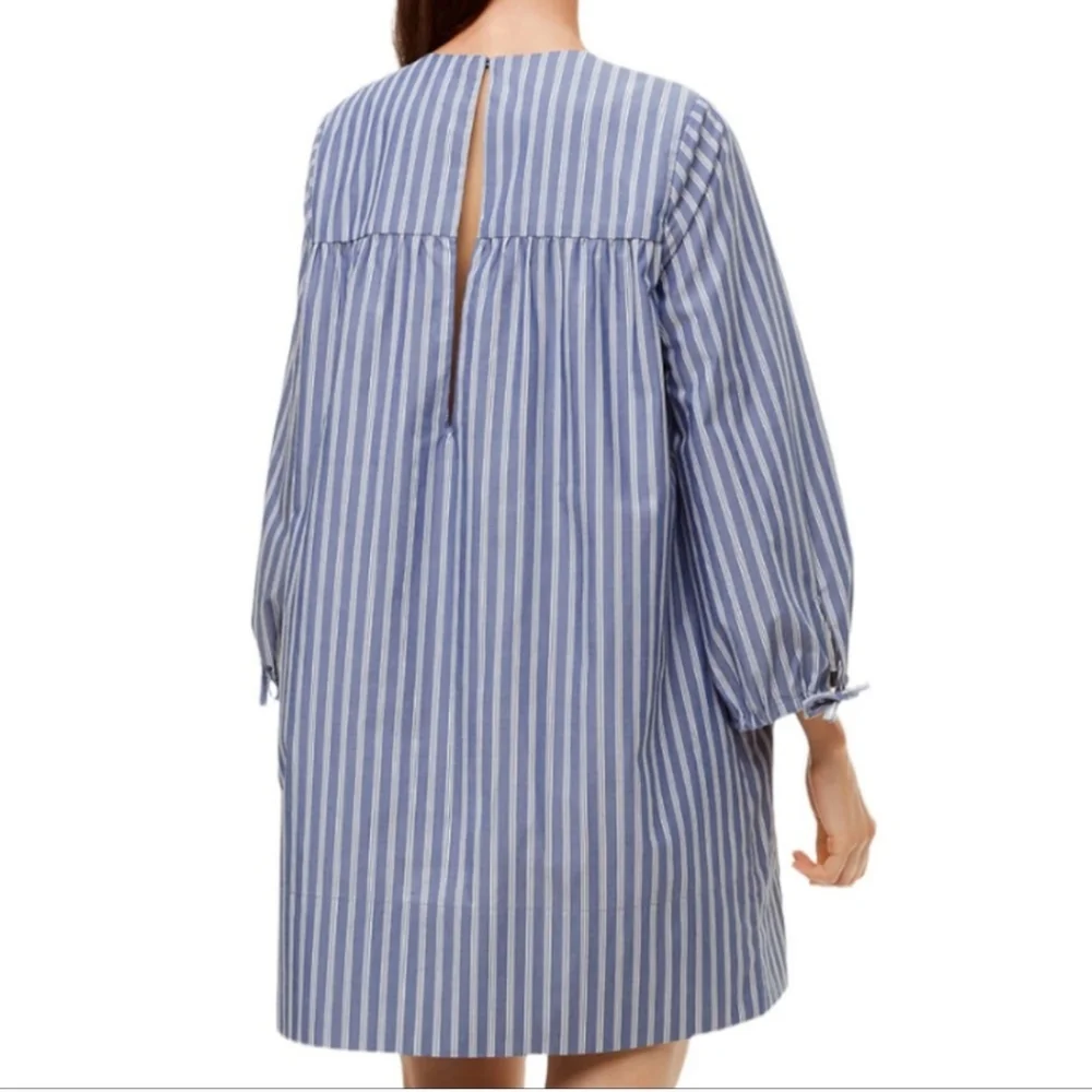Aritzia Wilfred Le Fou Lessines Poplin Smock Dress Blue Stripe Size XS Oversized - Picture 4 of 14